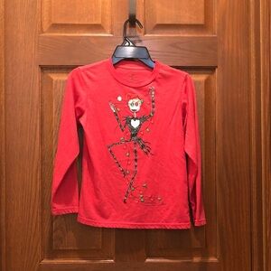 Disney Red Long Sleeve Tee with Festive Character